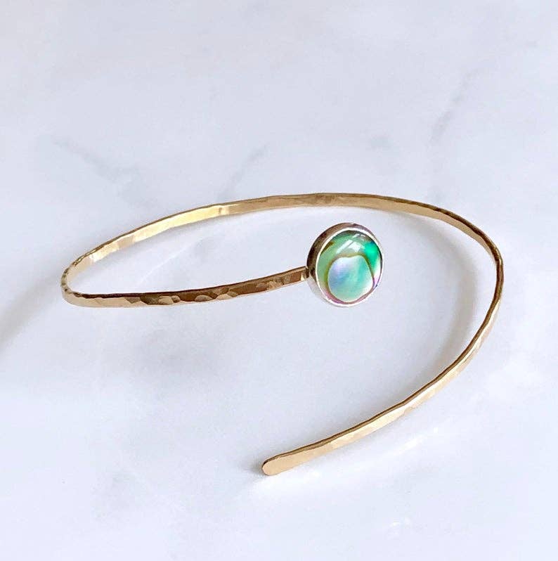 Abalone Coil Wrap Cuff • Gold Filled