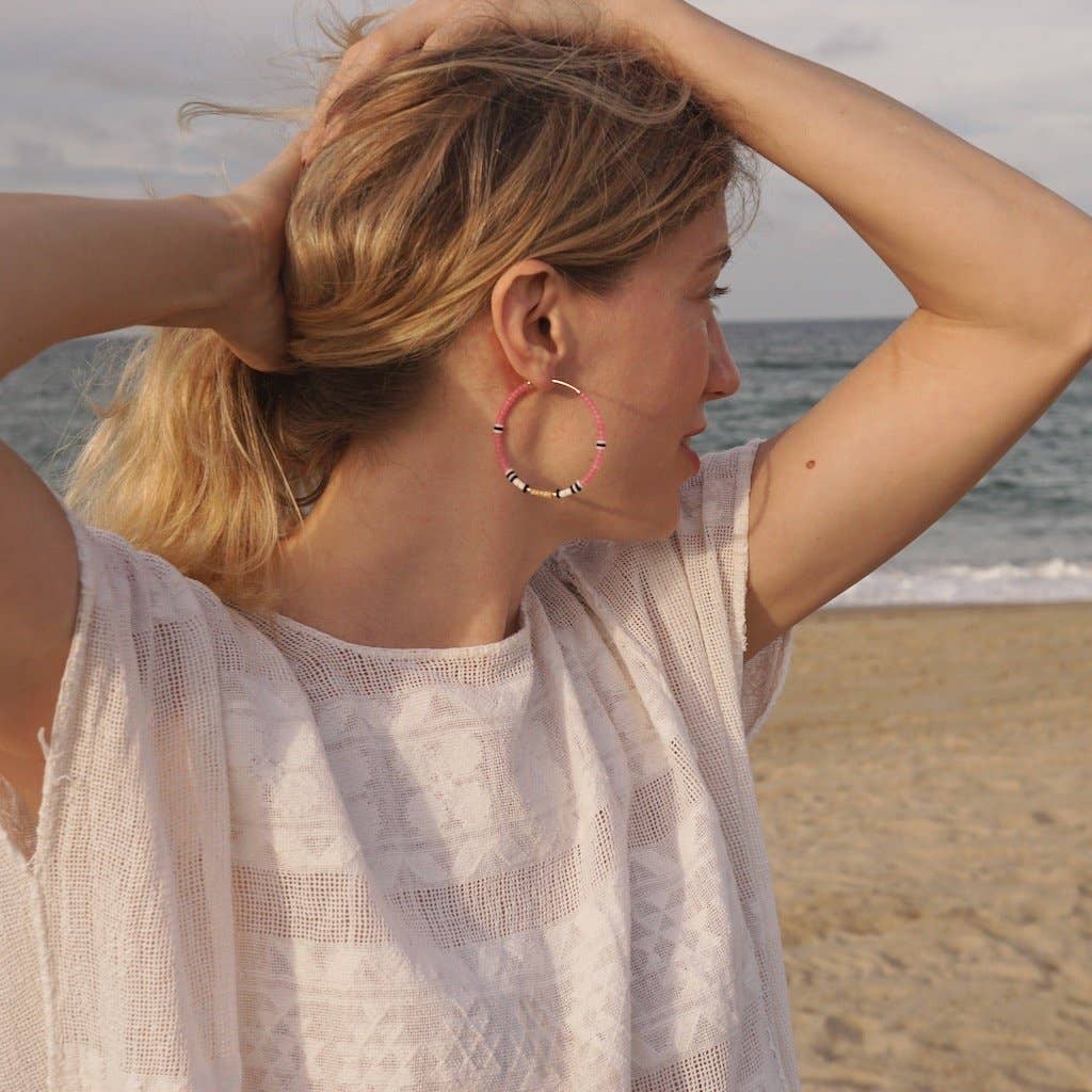 Alice Rice • Colorloop Beaded Hoop Earring • Big • Popcorn