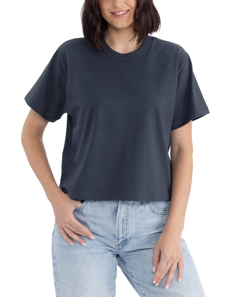Heavyweight Boxy Crop Tee • Wander • Black Licorice