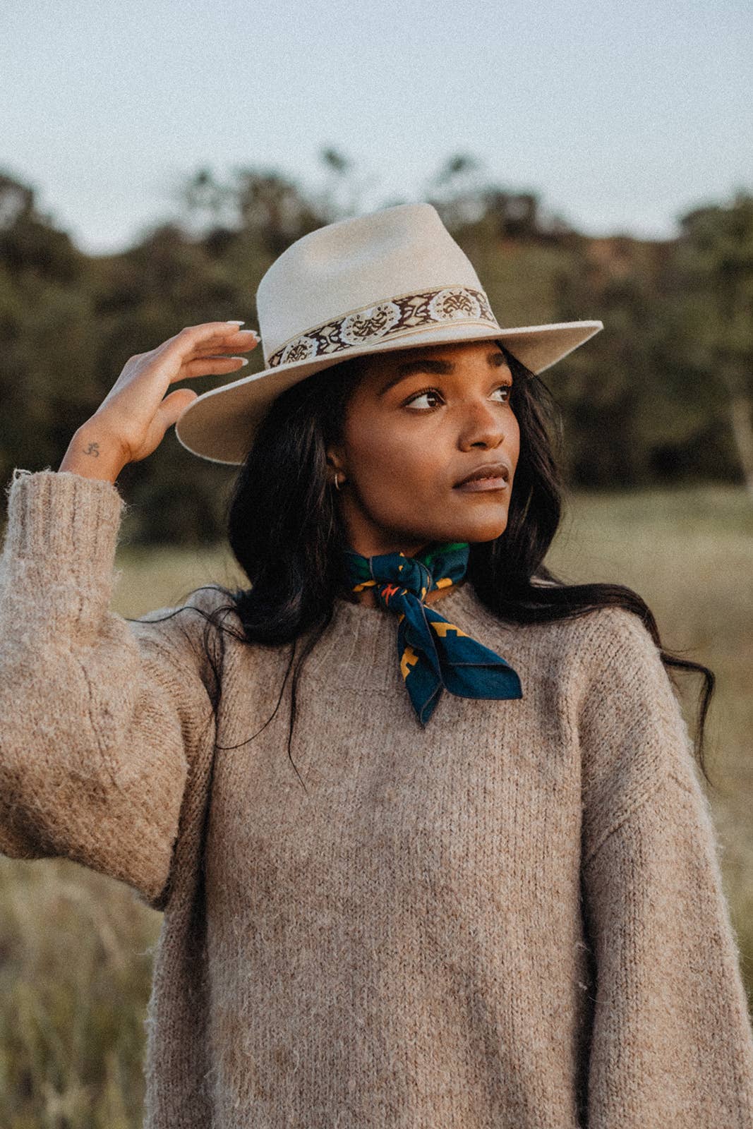Organic Cotton Bandana • Endless Bloom • Navy & Orange