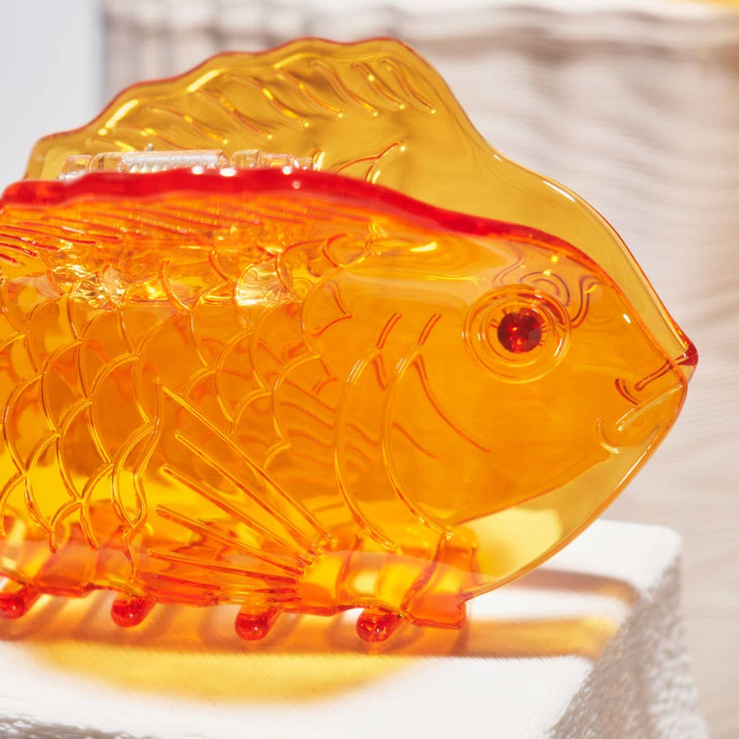 Gold Fish Hair Claw Clip • Translucent Orange
