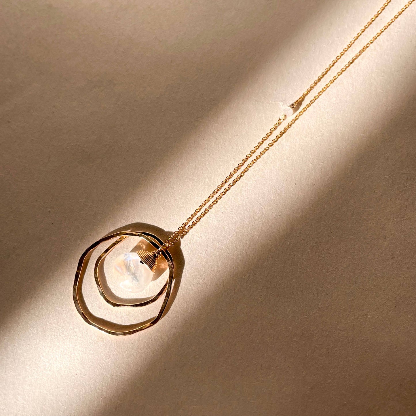 Double Organic Stone Necklace • 14K Gold Fill • Moonstone
