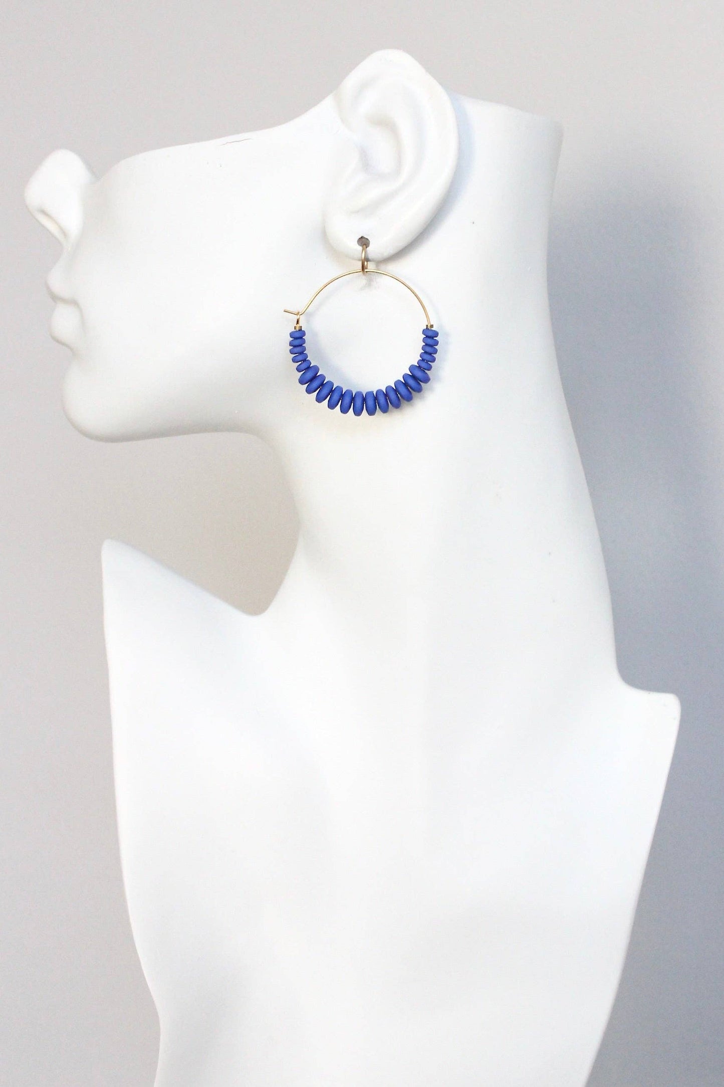 David Aubrey • Bead Hoop Earrings • Cobalt Blue