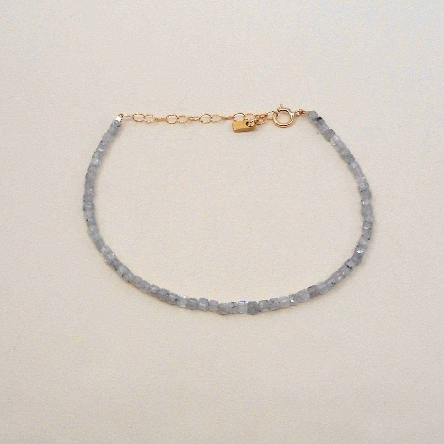 Labradorite Gemstone Beaded Bracelet • Gold