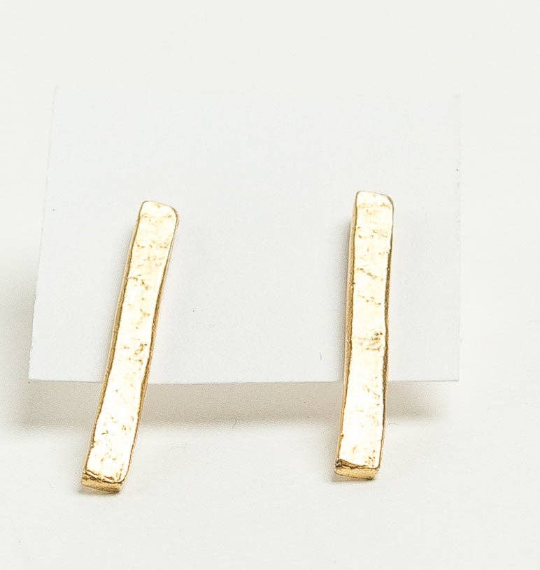 Tilly Doro Long Bar Stud Earrings Gold