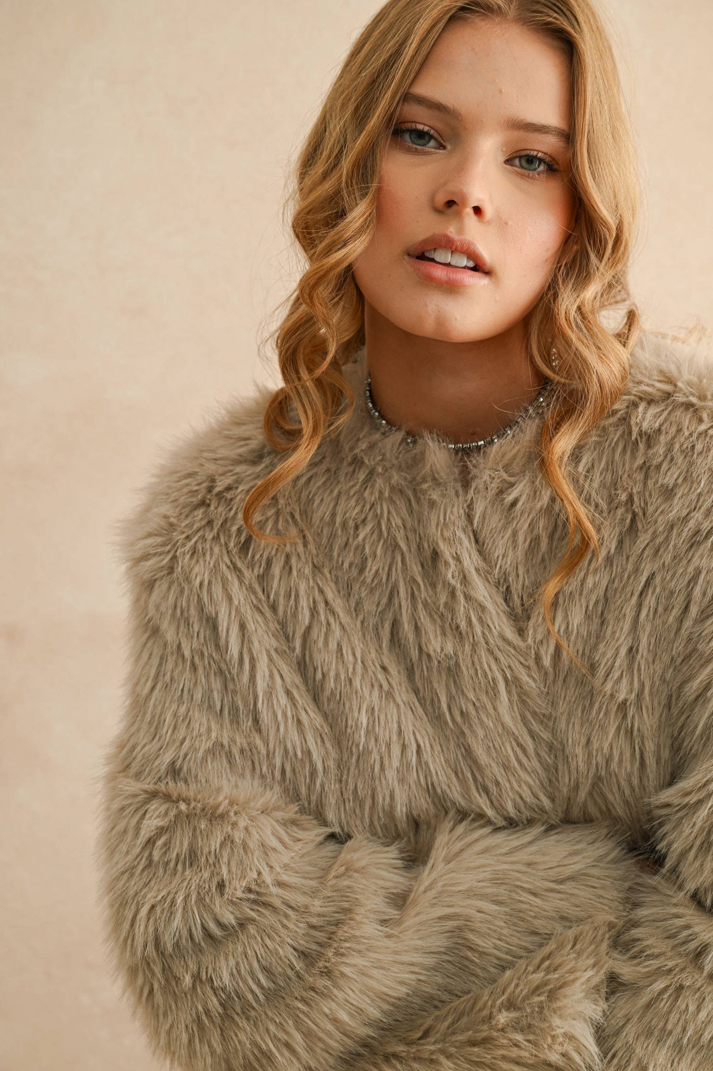 Faux Fur Jacket • Stone