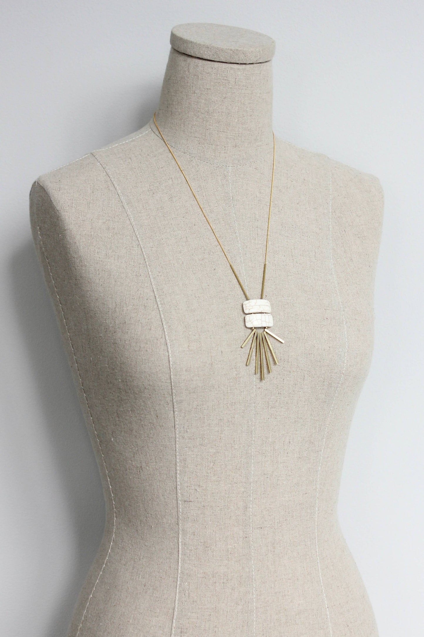 White geometric pendant necklace