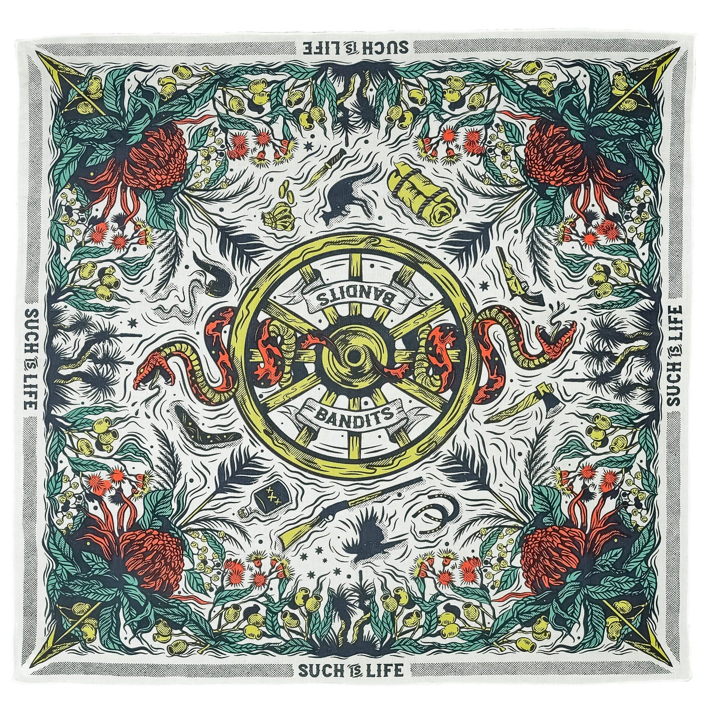 Organic Cotton Bandana • Such Is Life • Teal White