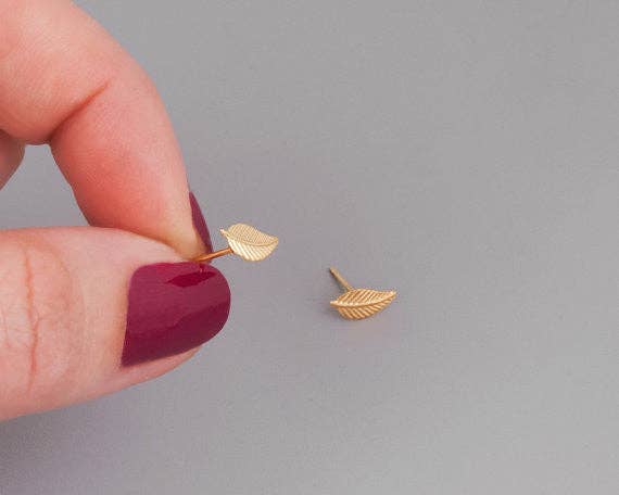 Tilly Doro • Leaf Stud Earrings • Gold