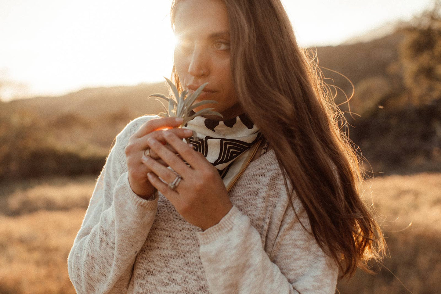 Organic Cotton Bandana • The Bloom • Black & Cream