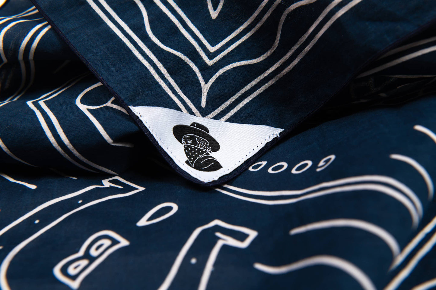 Organic Cotton Bandana • Good Luck Navy Blue