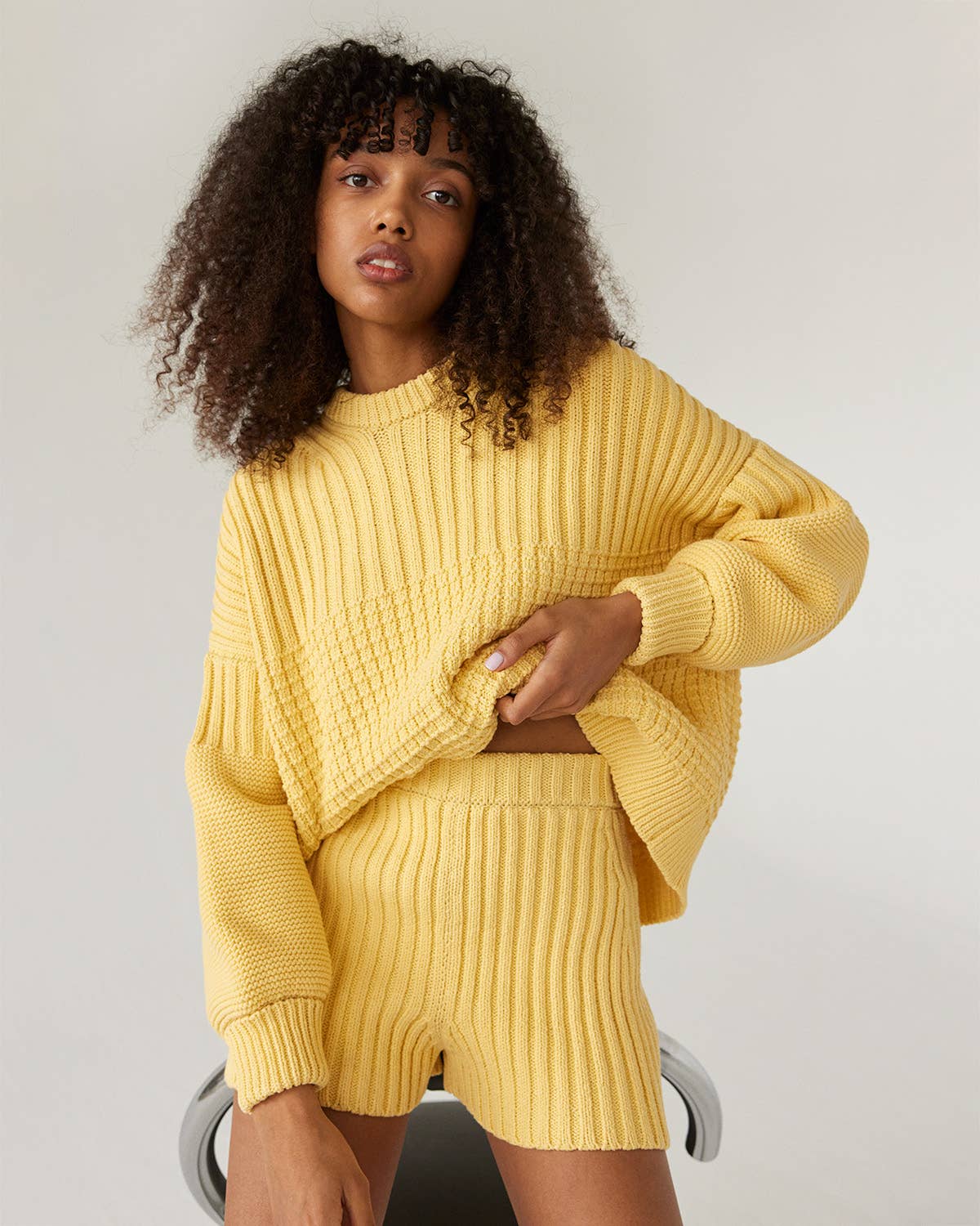 The Knotty Ones • Delčia Cotton Sweater • Lemon Yellow