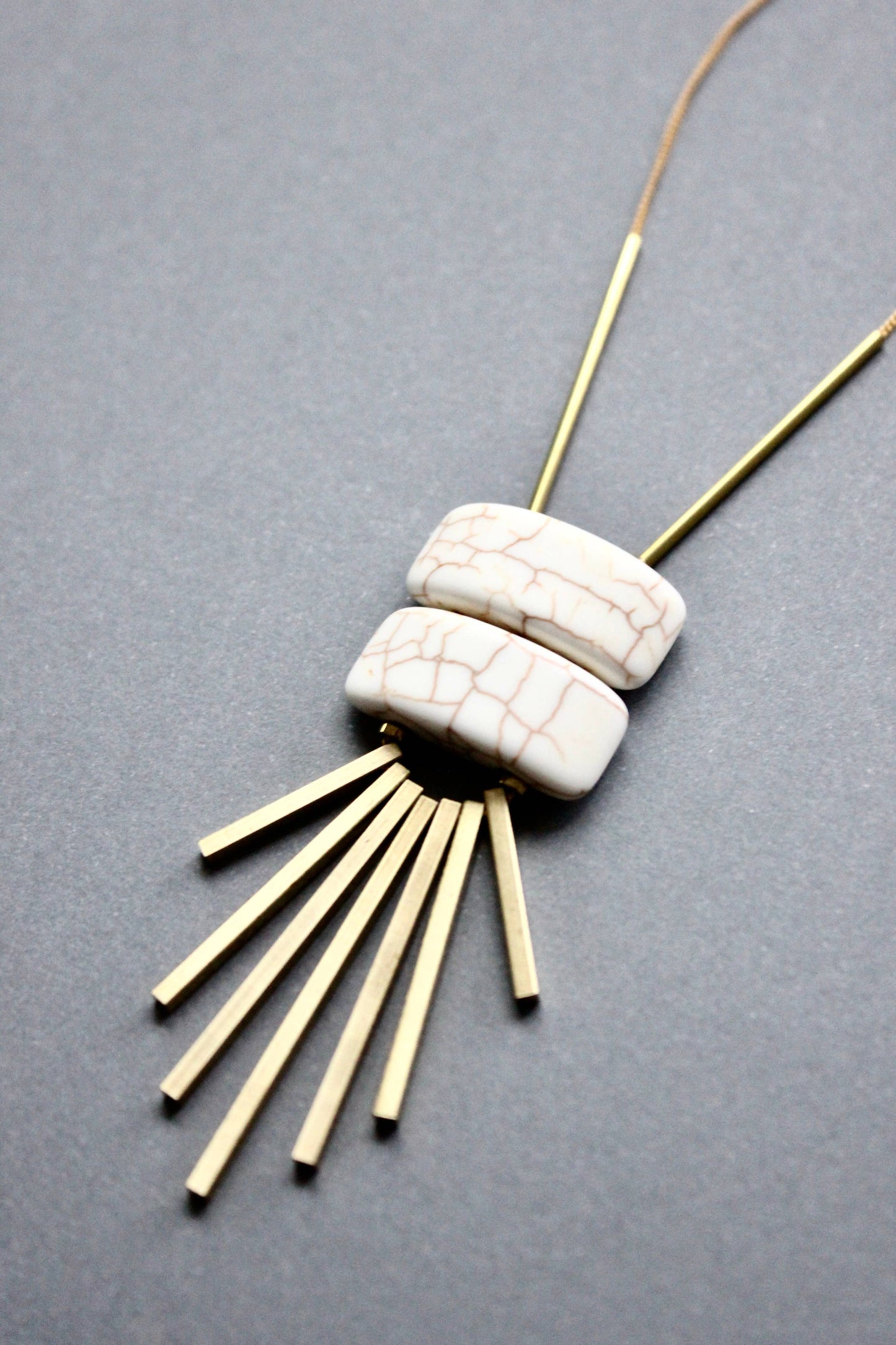 White geometric pendant necklace