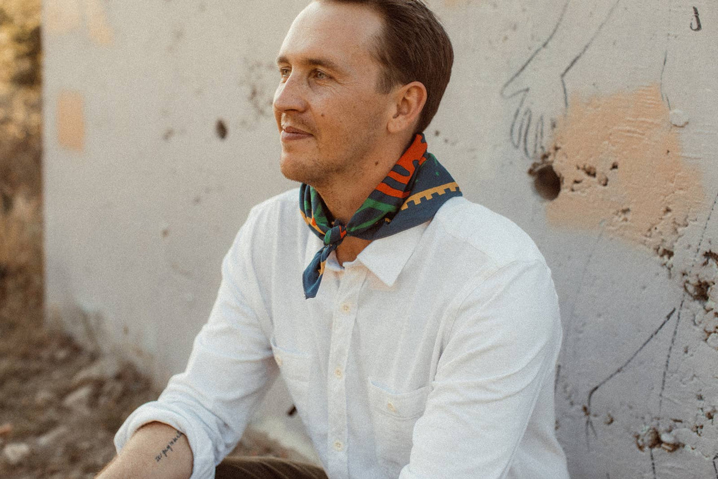 Organic Cotton Bandana • Endless Bloom • Navy & Orange