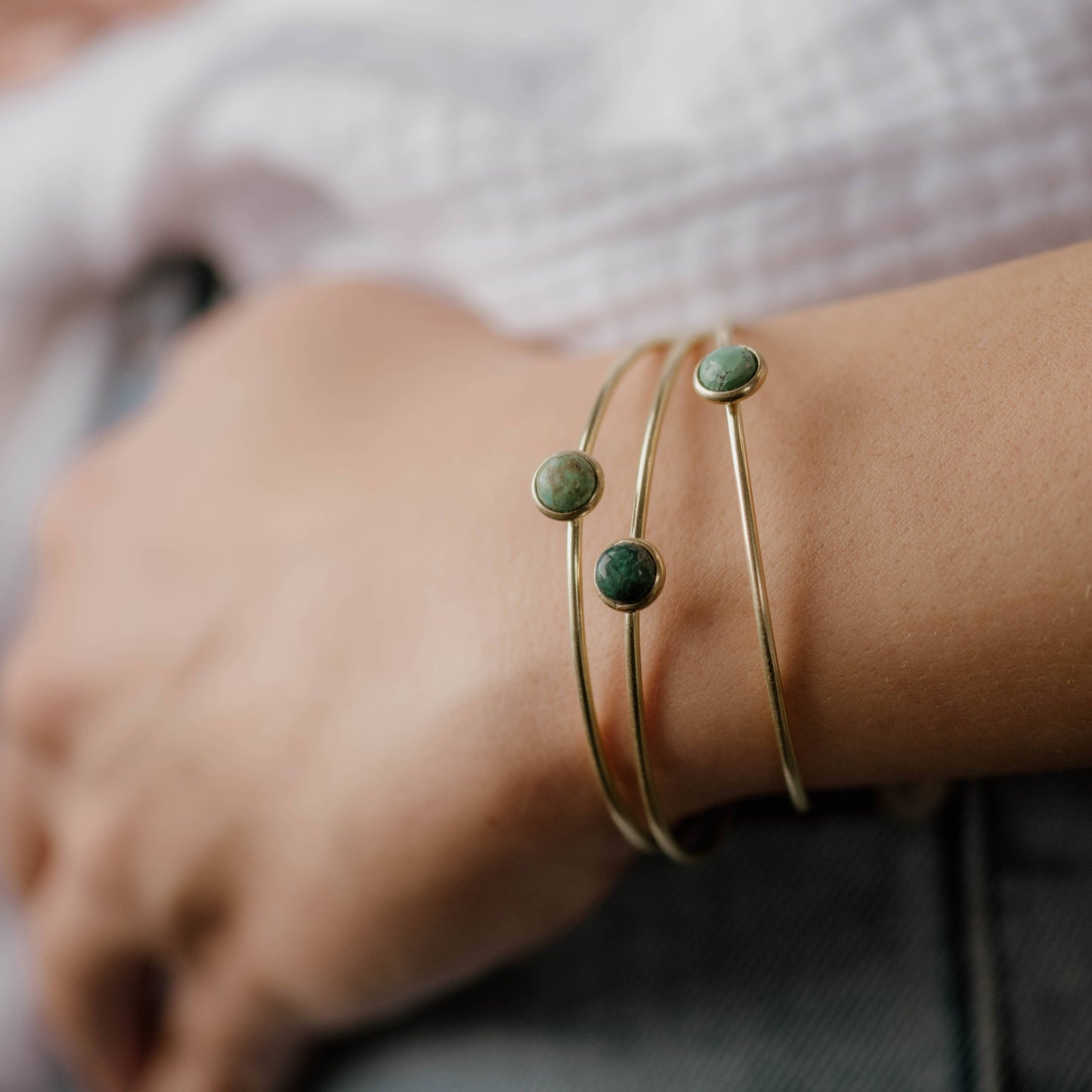 Common Form • Hyalite Stacker Cuff Bracelet • Brass & Turquoise
