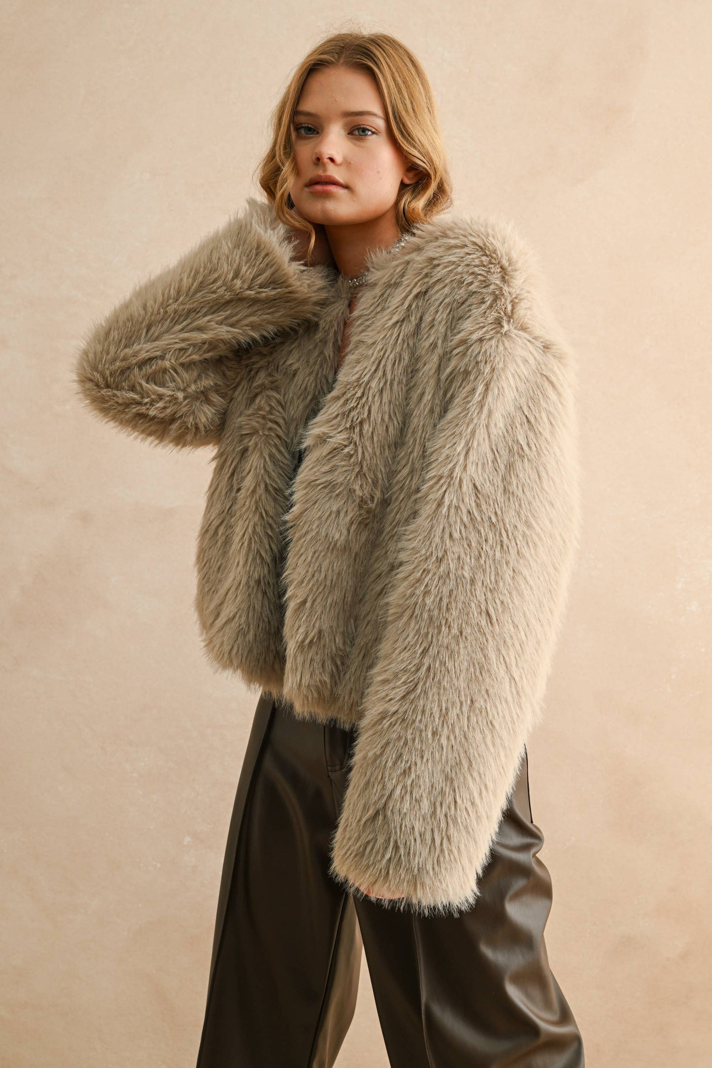 Faux Fur Jacket • Stone
