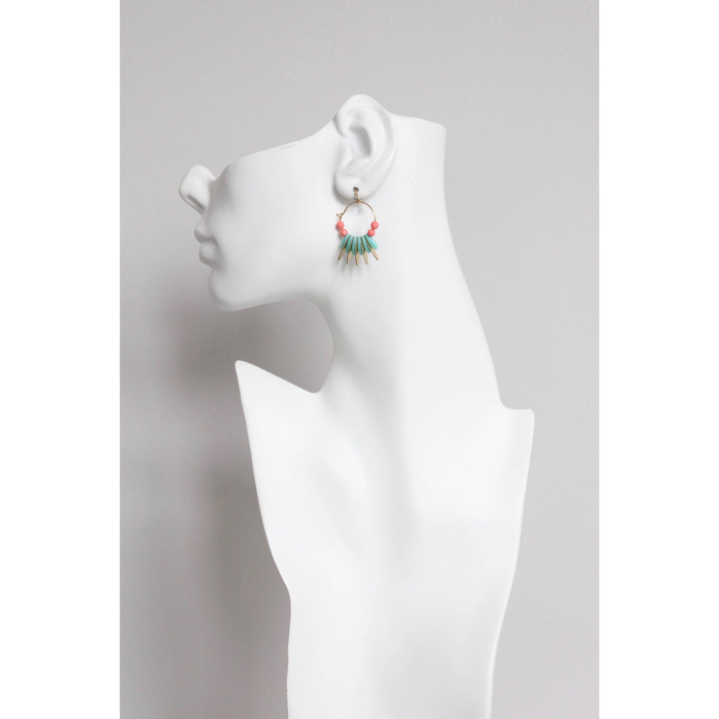 David Aubrey • Small Bead Hoop Earrings • Turquoise Coral Glass