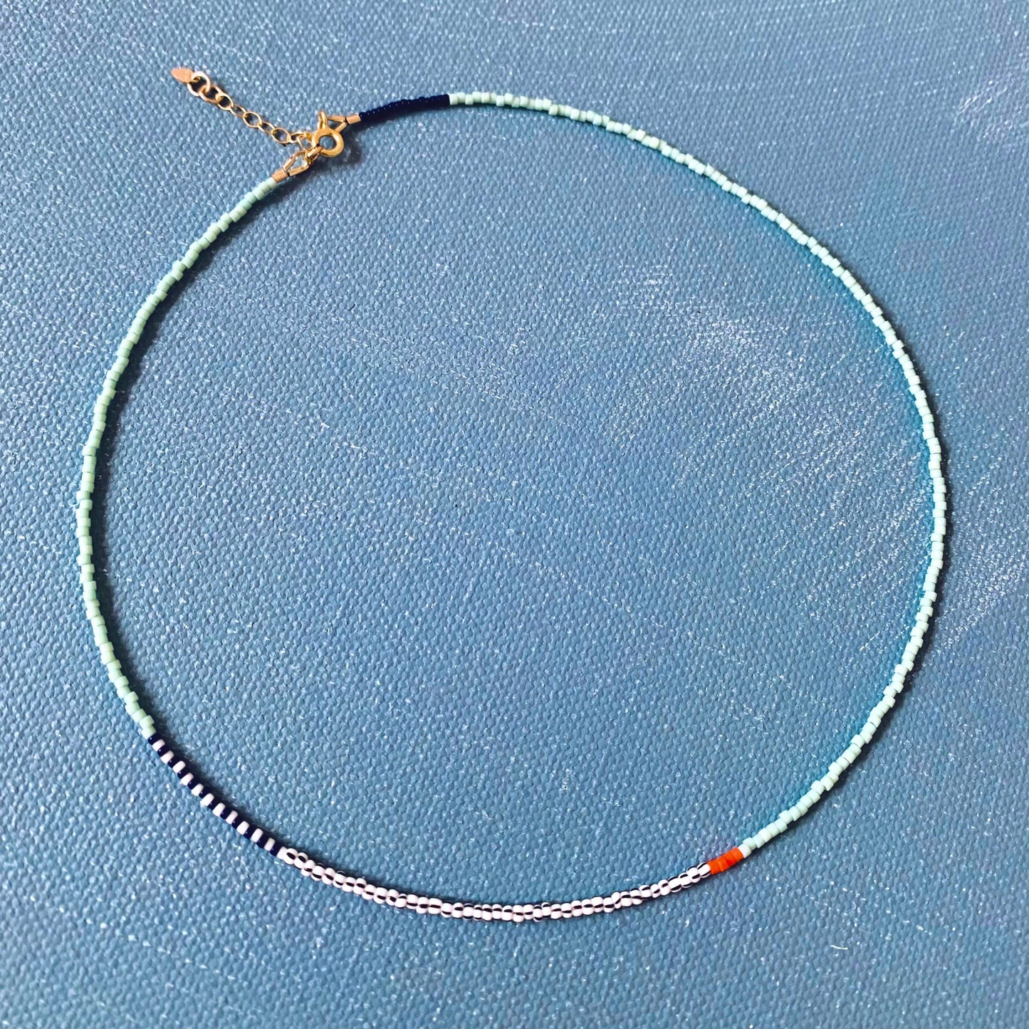 Alice Rice • Thinnest Line Beaded Necklace • Iceberg Blue