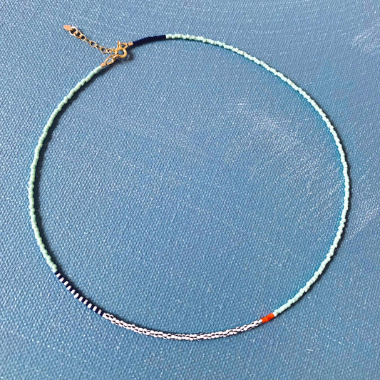 Alice Rice • Thinnest Line Beaded Necklace • Iceberg Blue