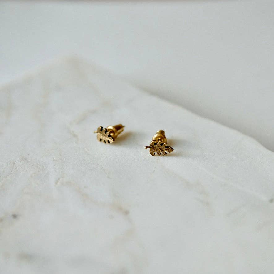 Palm Stud Earrings Gold