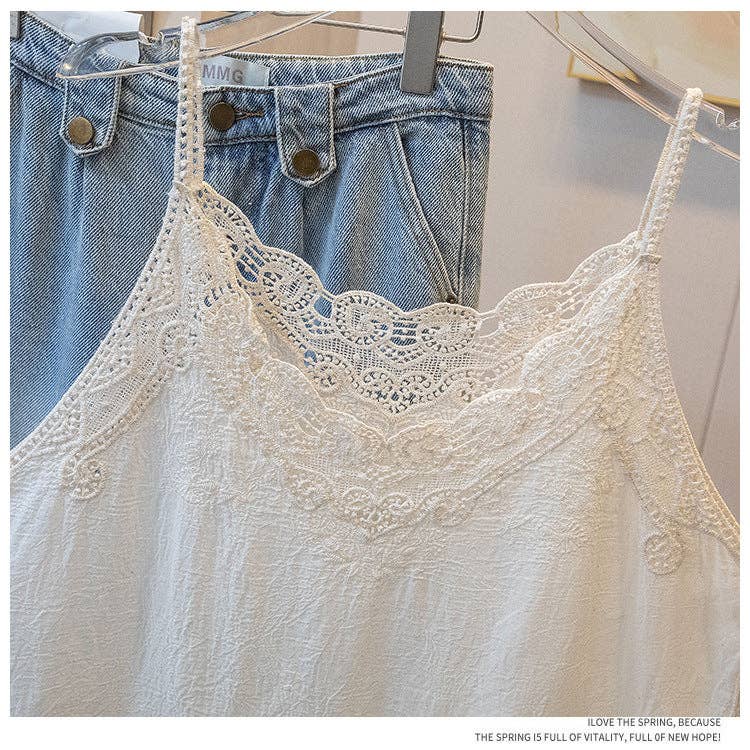 Embroidered Lace Camisole Beige