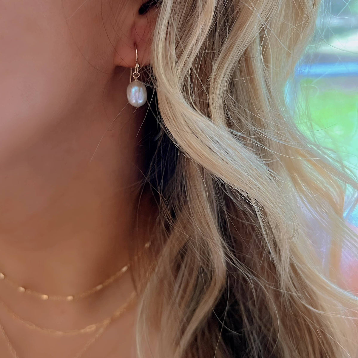 Kaia Freshwater Pearl Dangle Earrings • 14k Gold Filled