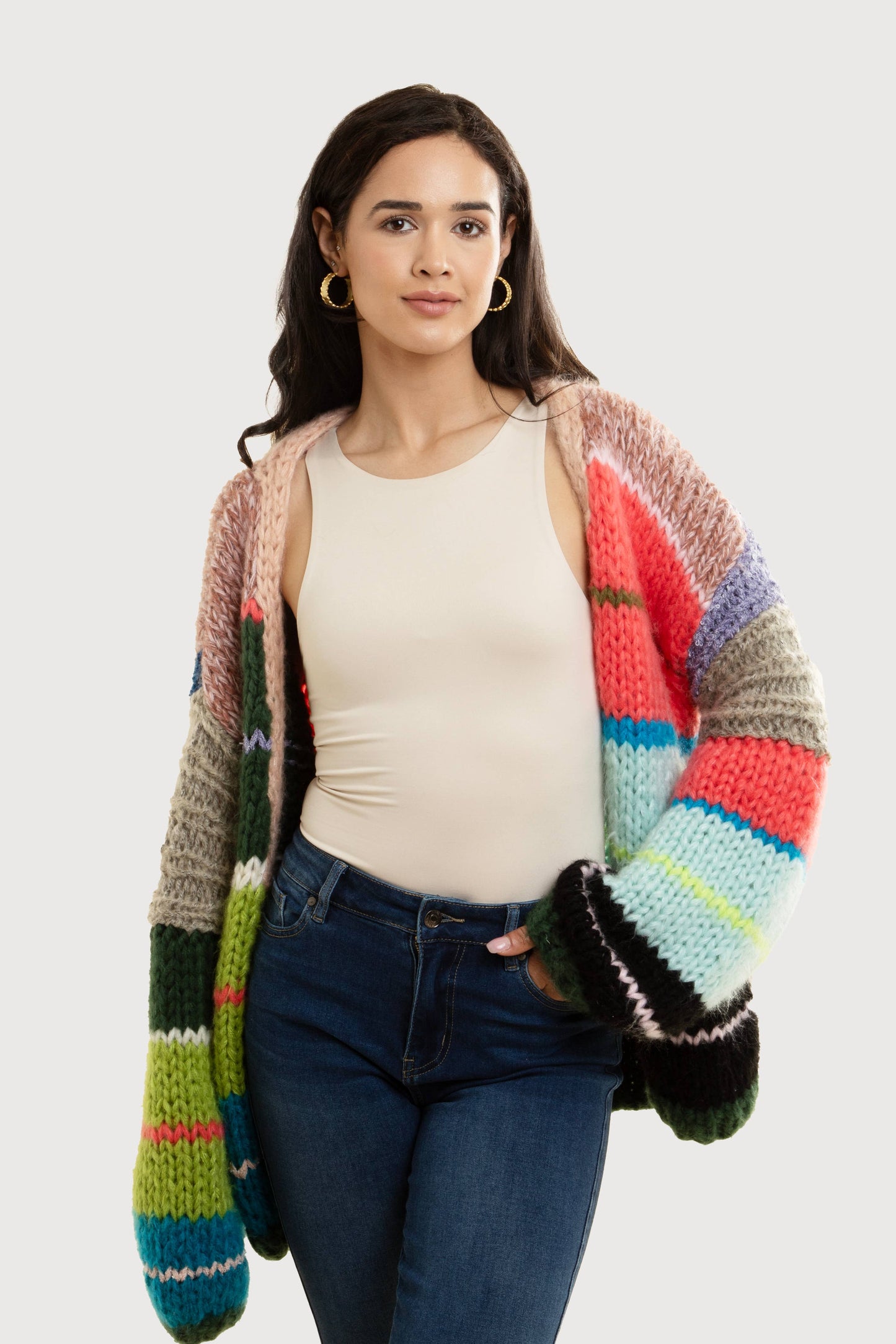 Saachi • Knitted Rainbow Multitoned Cardigan