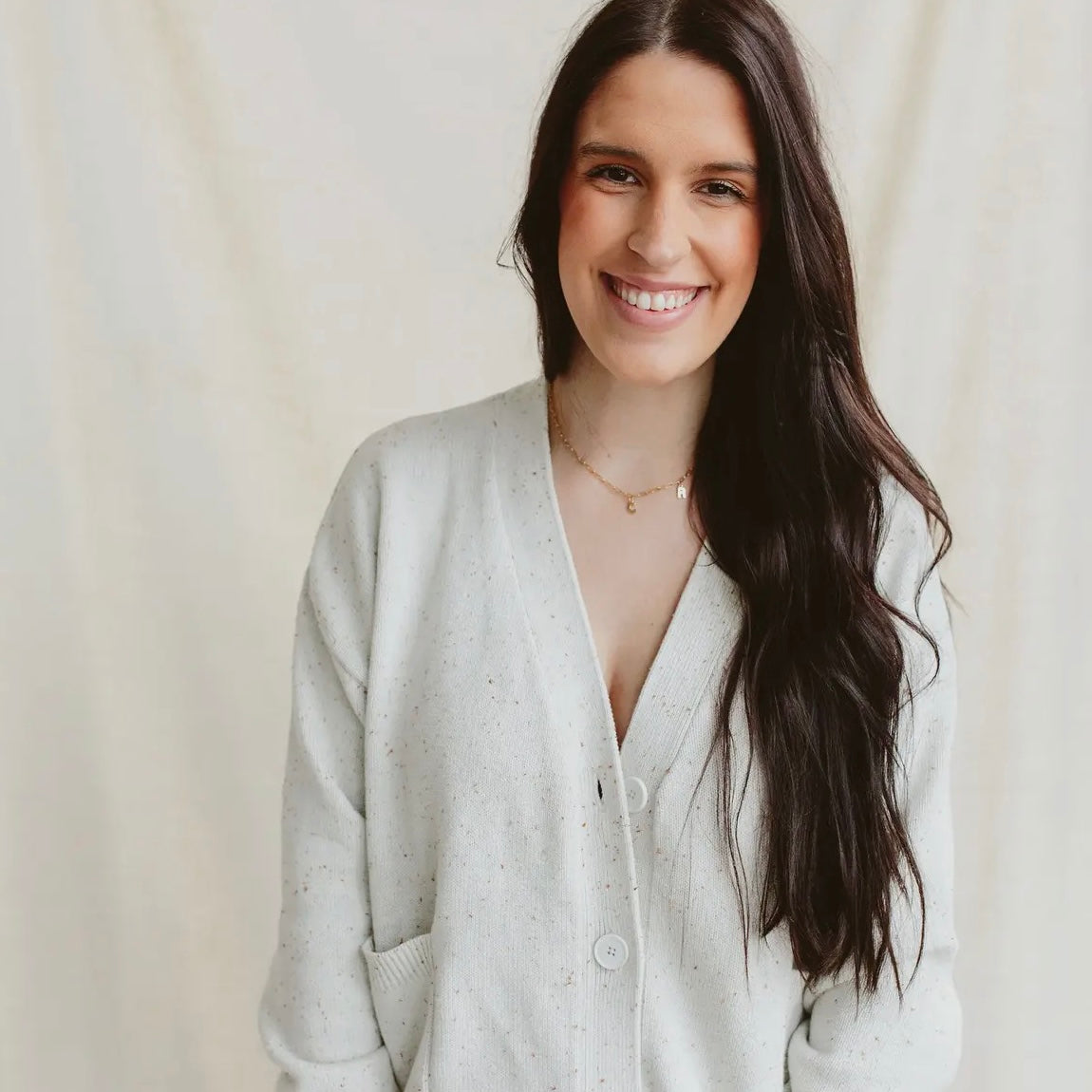 Goumi • Organic Knit Cardigan • Speckled Ivory