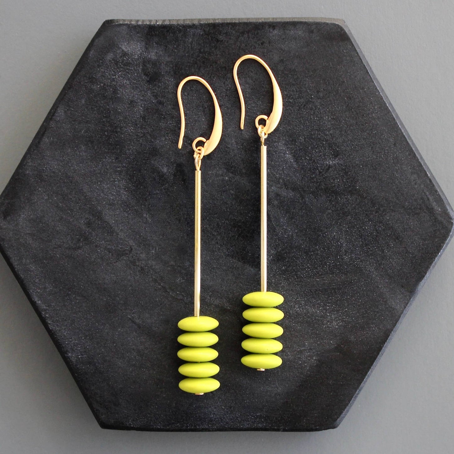Glass Disc Bead Earrings Chartreuse