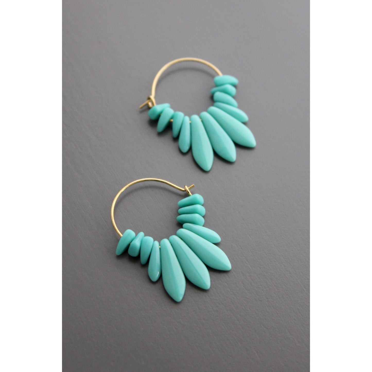 David Aubrey • Small Glass Bead Hoop Earrings • Turquoise