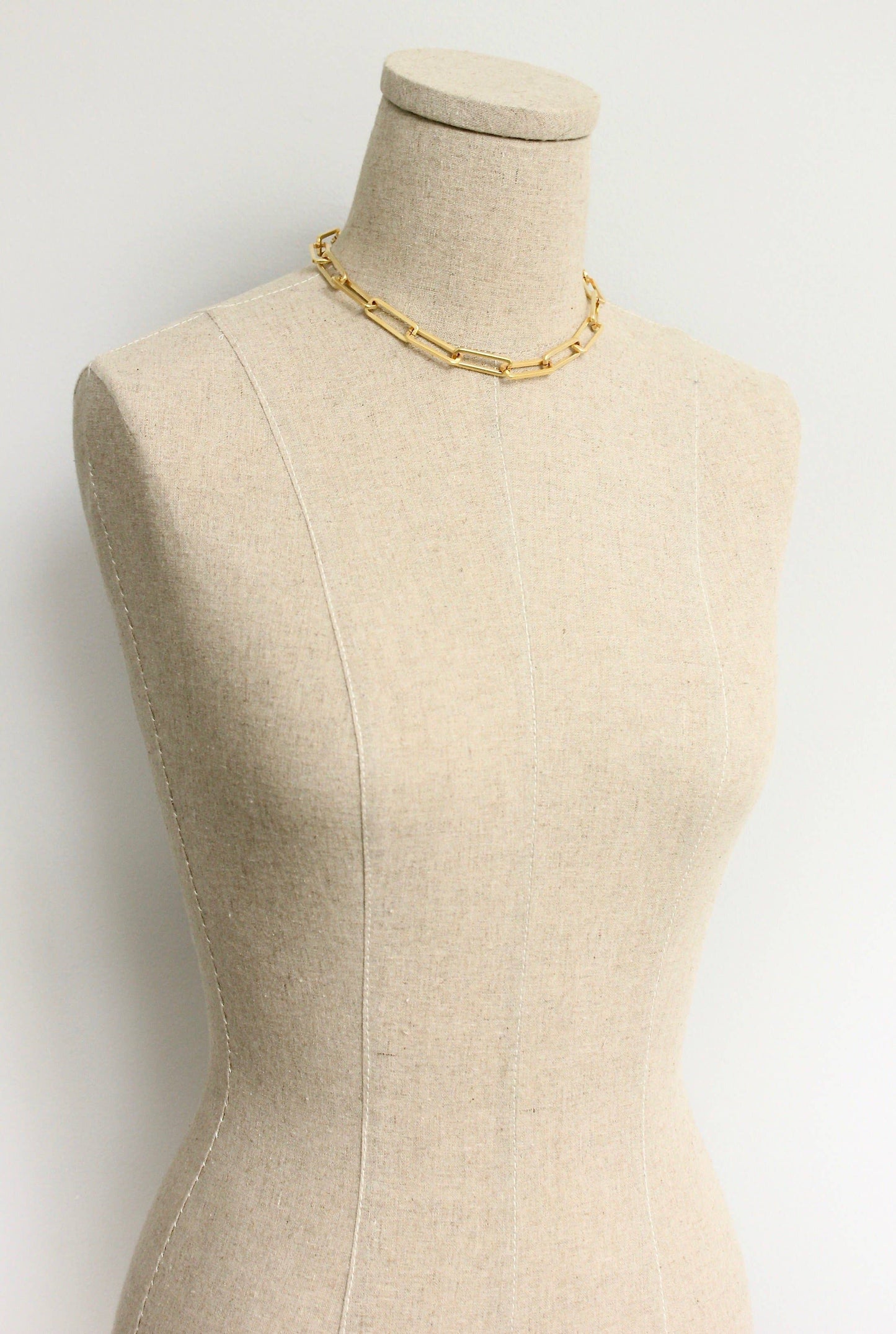 Thick Paperclip Chain Statement Necklace Gold