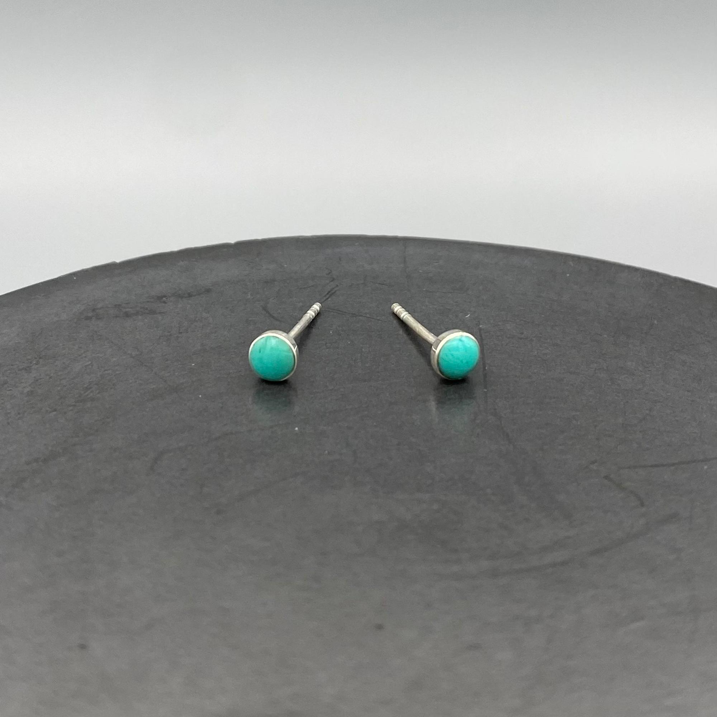 Small Turquoise Stud Earrings • Sterling Silver