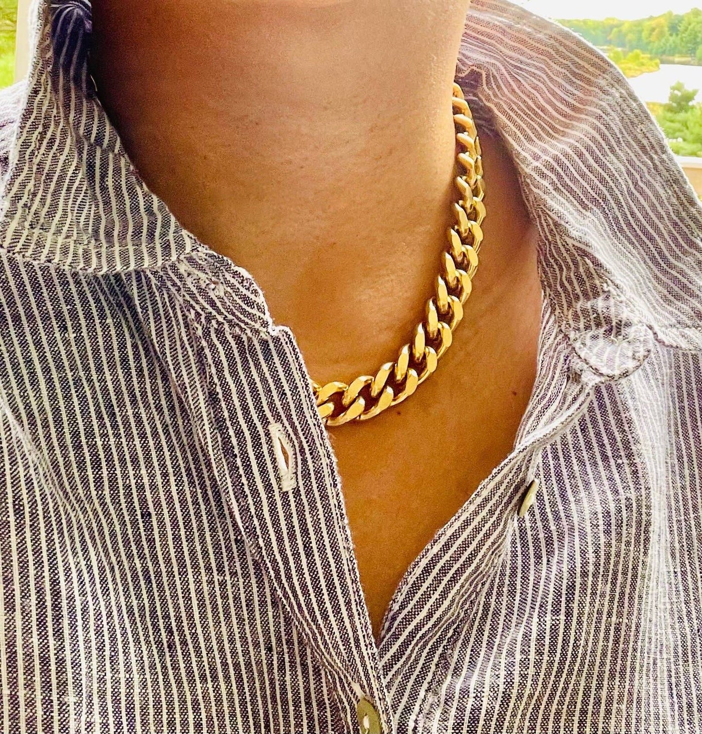 Thick Gold Chain Statement Necklace