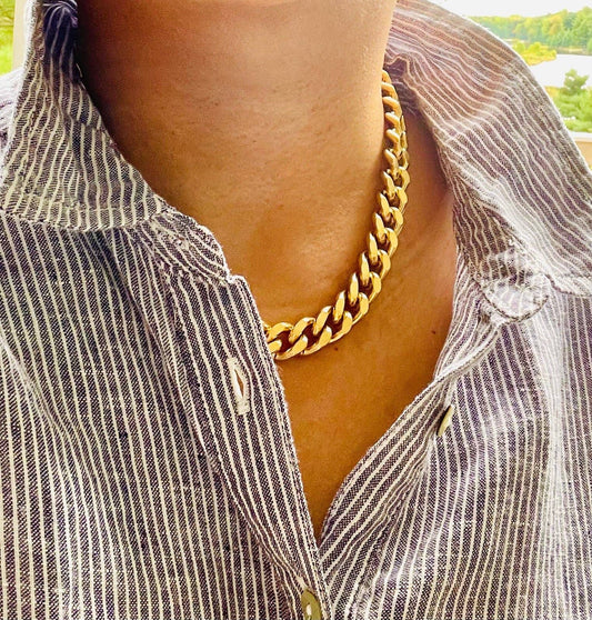 Thick Gold Chain Statement Necklace