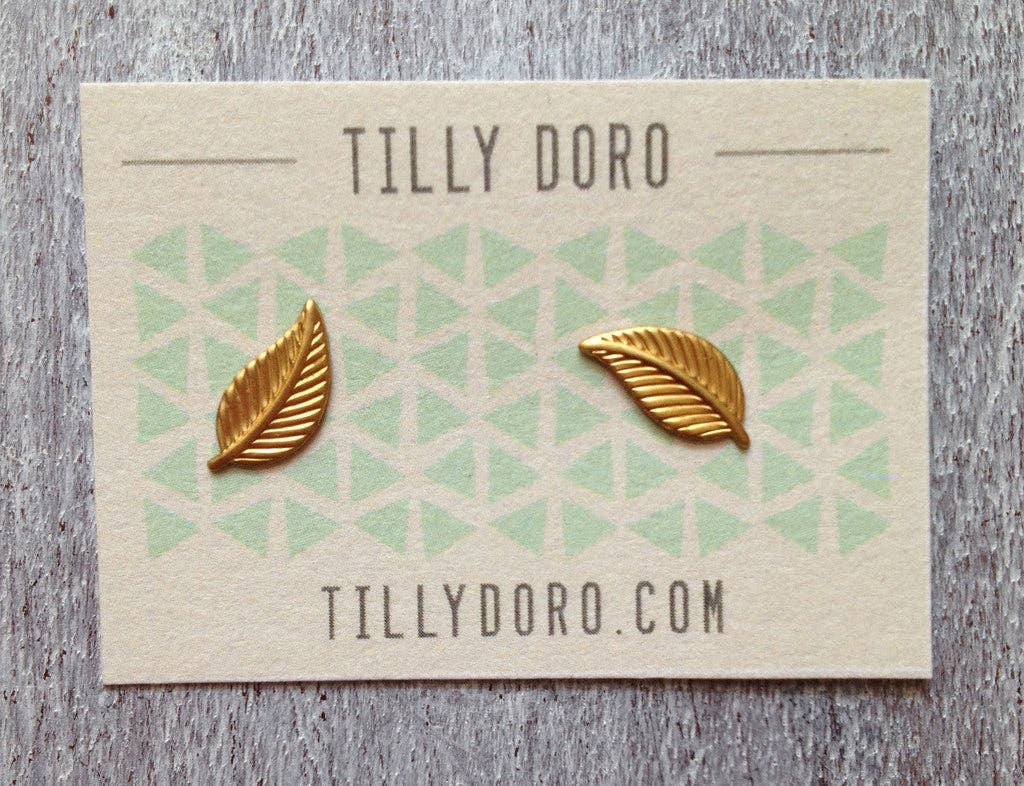 Tilly Doro • Leaf Stud Earrings • Gold