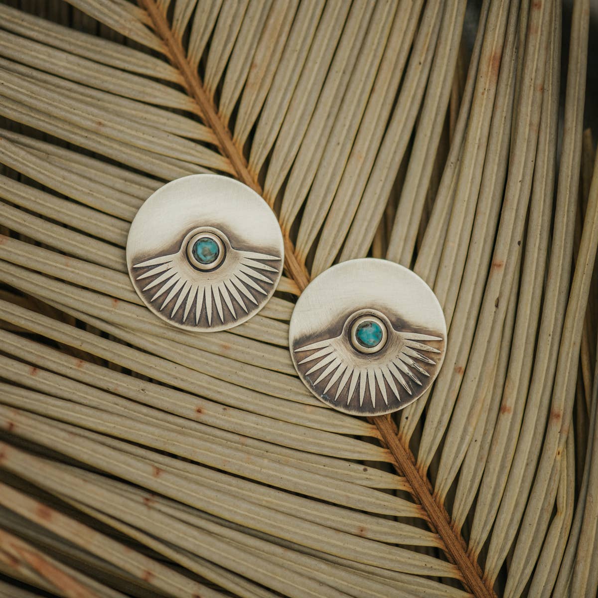 Common Form • Yarrow Stud Earrings • Brass & Turquoise