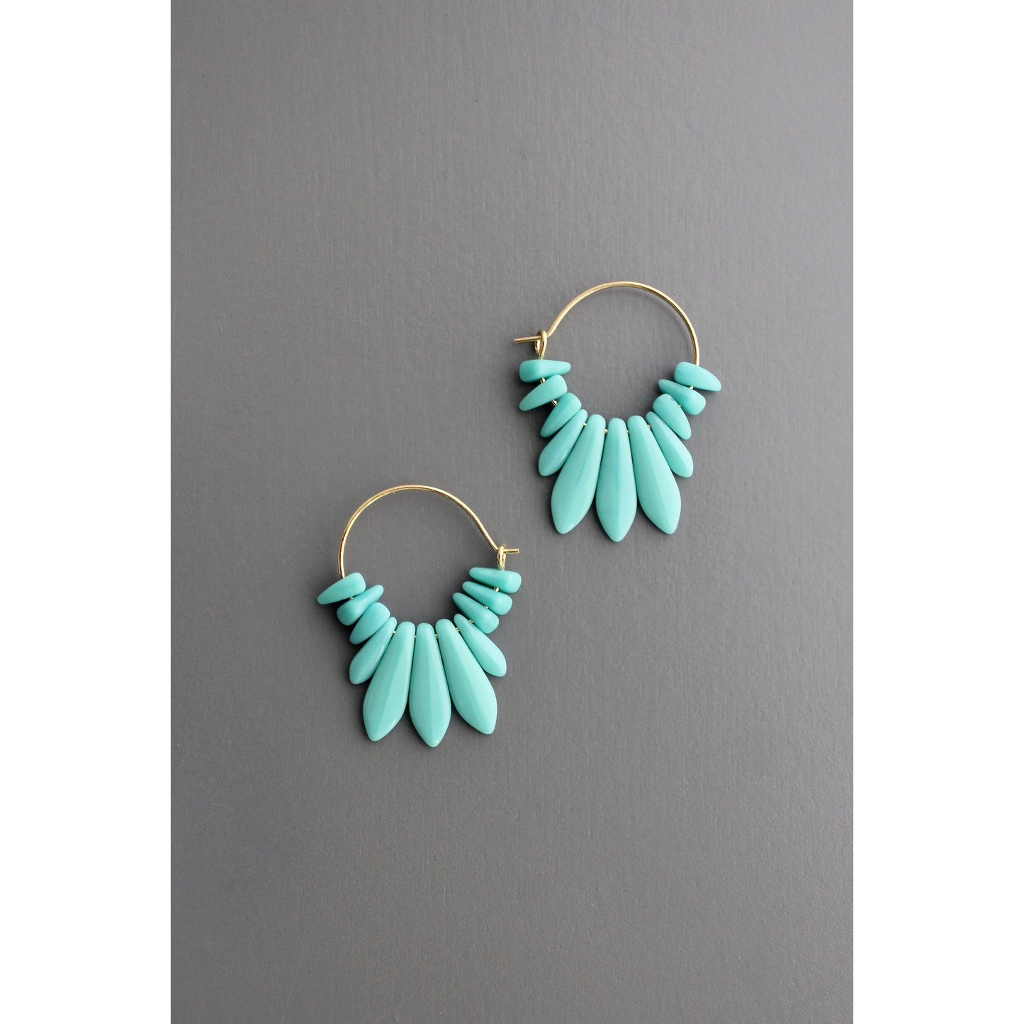David Aubrey • Small Glass Bead Hoop Earrings • Turquoise