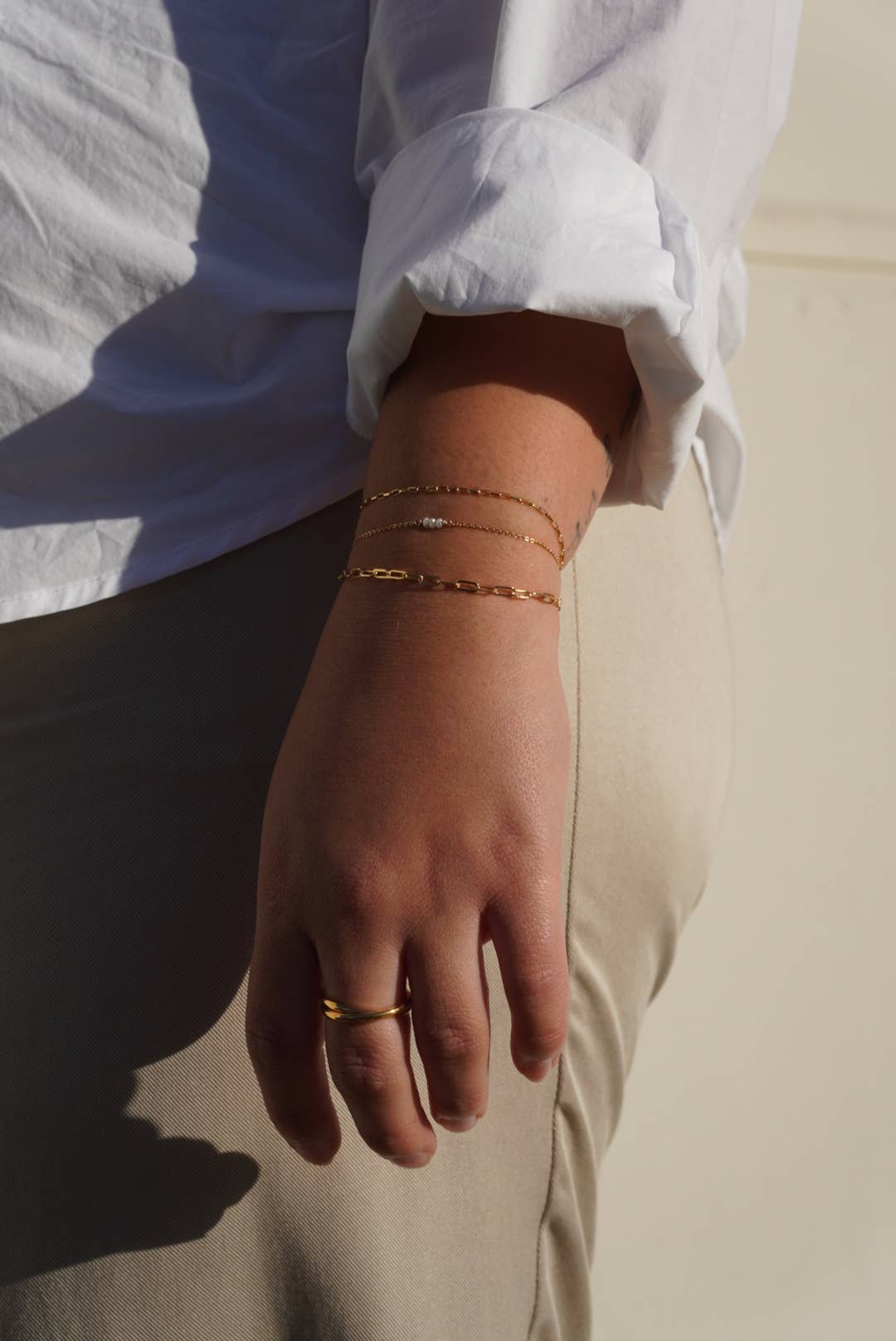 Dainty Three Pearl Bracelet • 14K Gold Fill