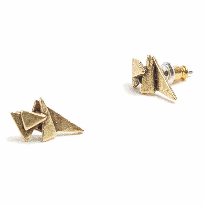 Tilly Doro •Triangle Stack Stud Earrings • Gold