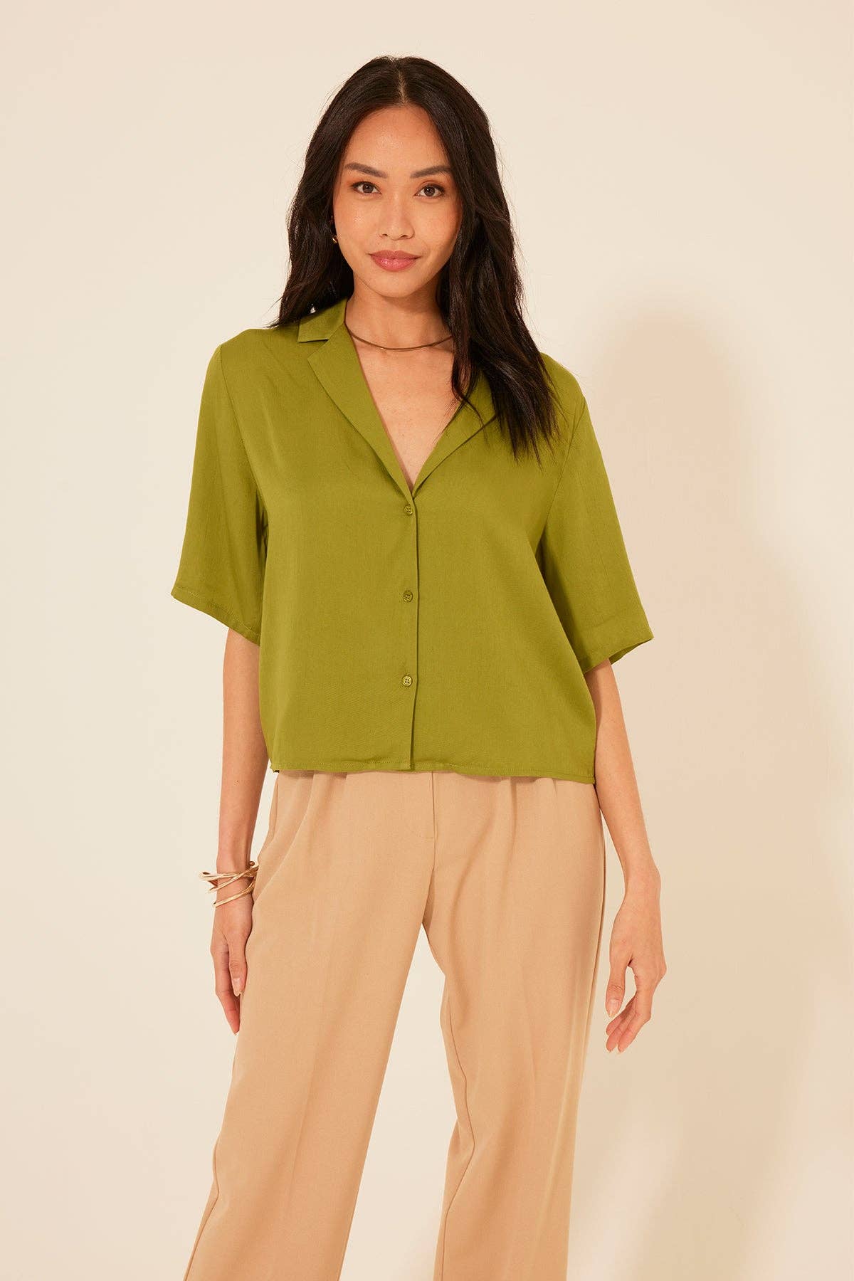 Revello Satin Top • Winter Moss