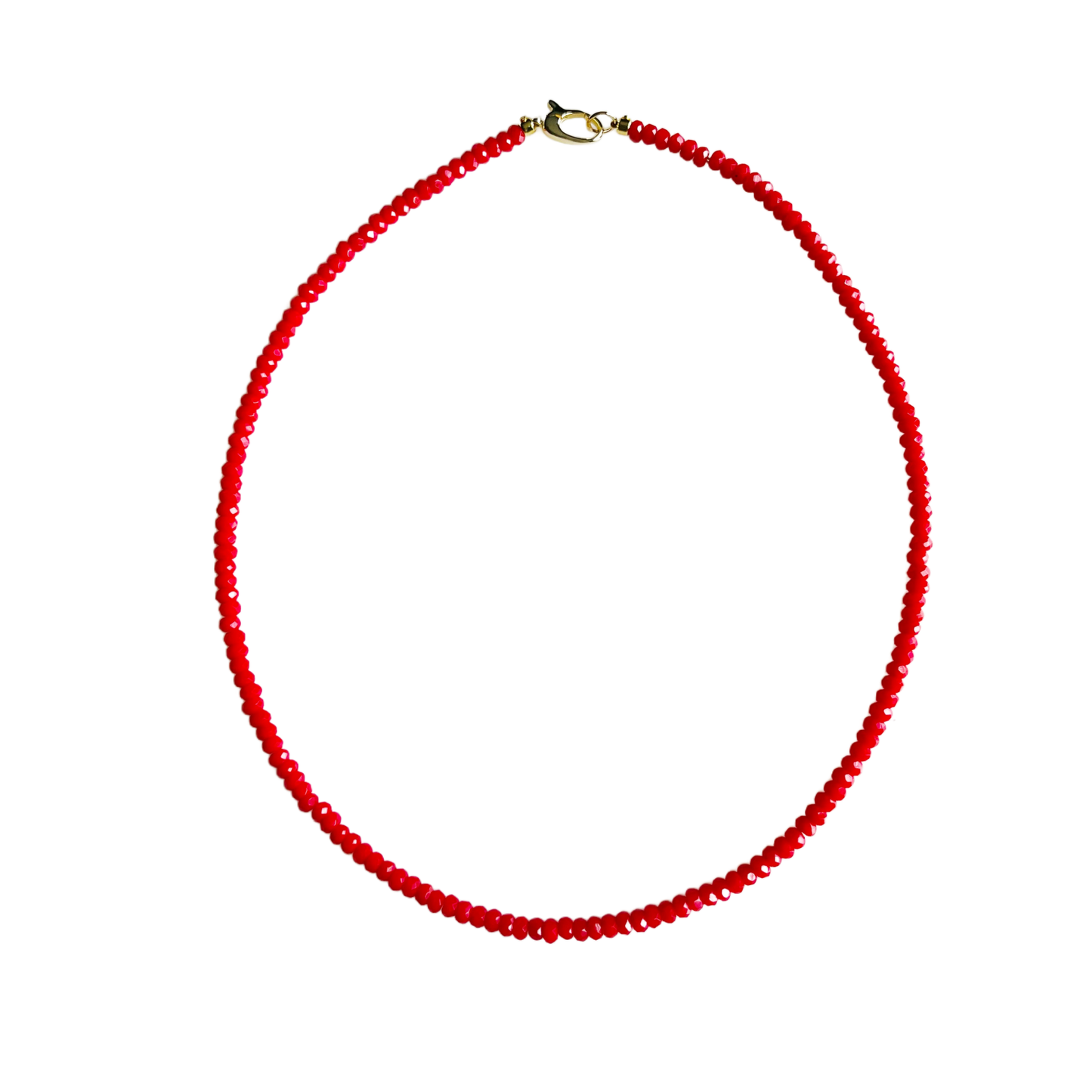 Dainty Candy Beaded Gemstone Necklace • Red