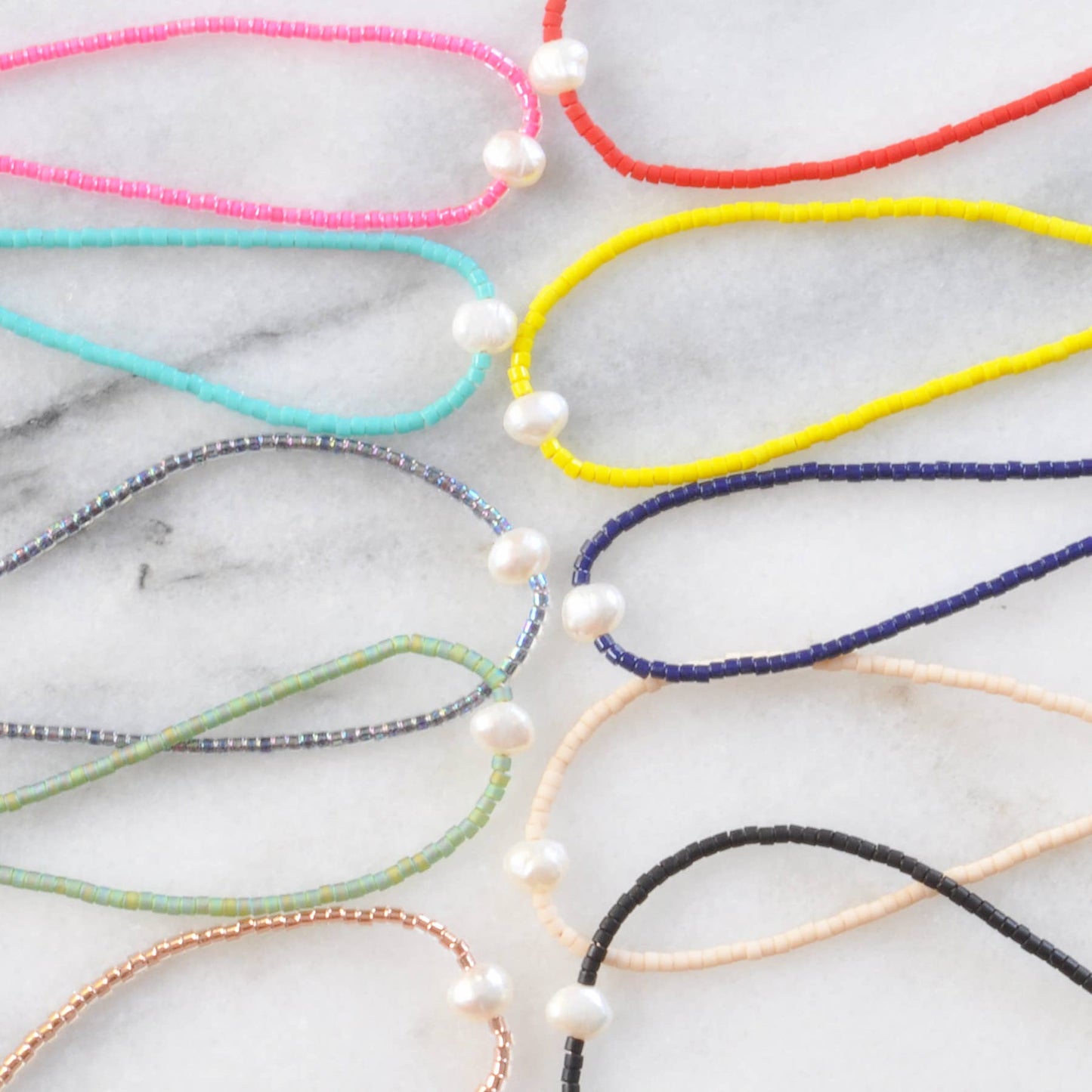 Pearl Accent Beaded String Bracelets • Pick Your Color
