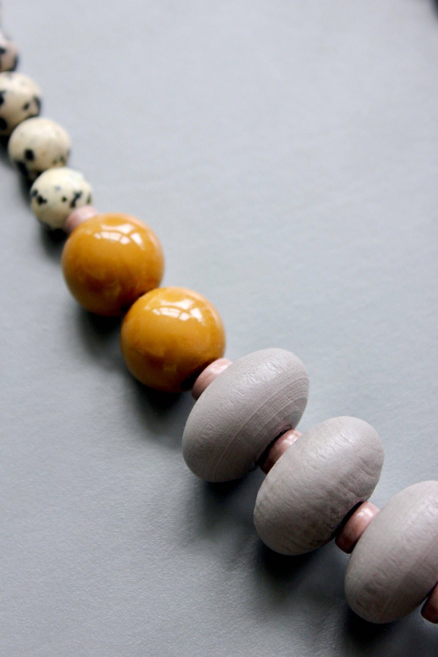 Wood & Dalmatian Jasper Statement Necklace