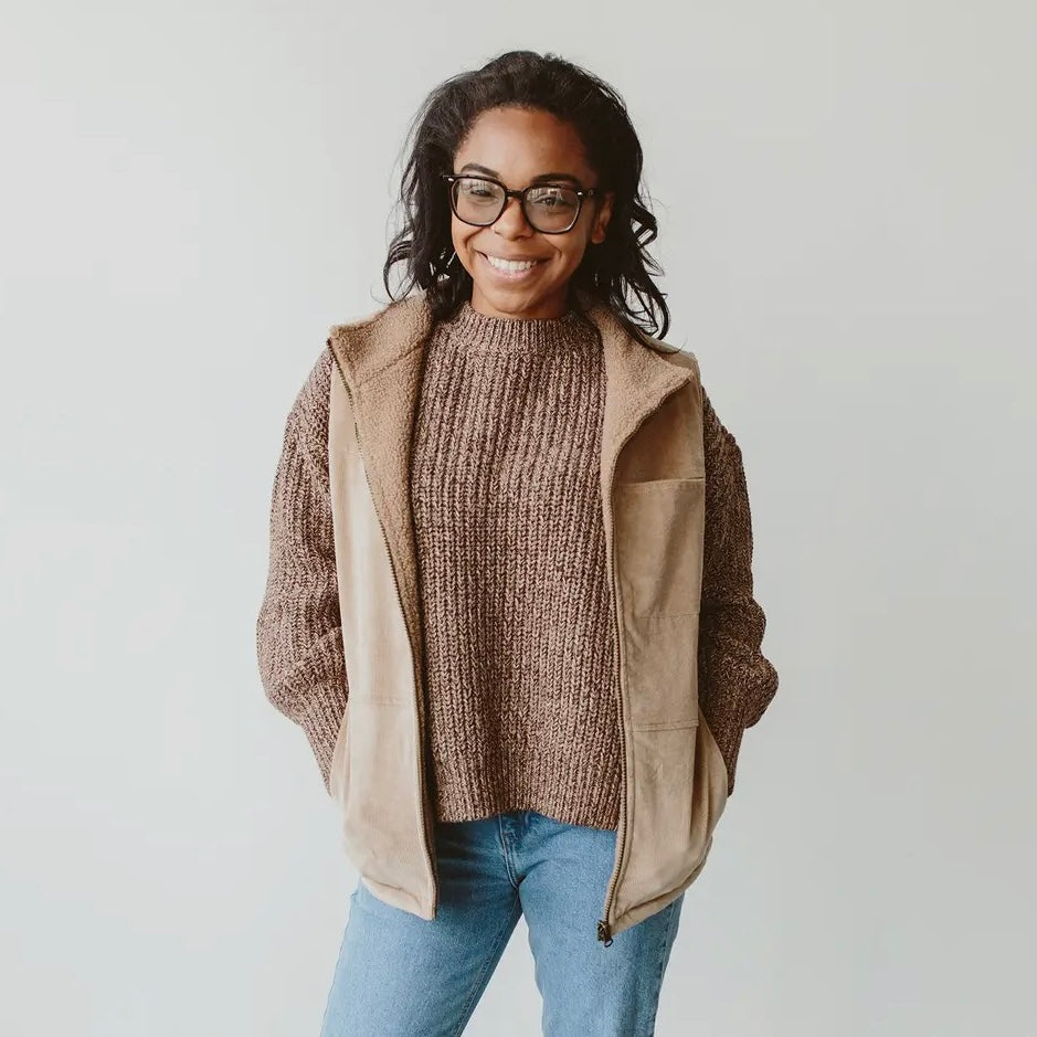 Goumi • Organic Chunky Knit Sweater • Speckled Brown
