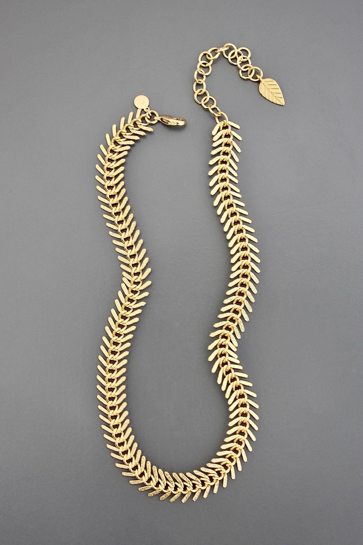 DOR215 Gold Chain Fish Bone Necklace