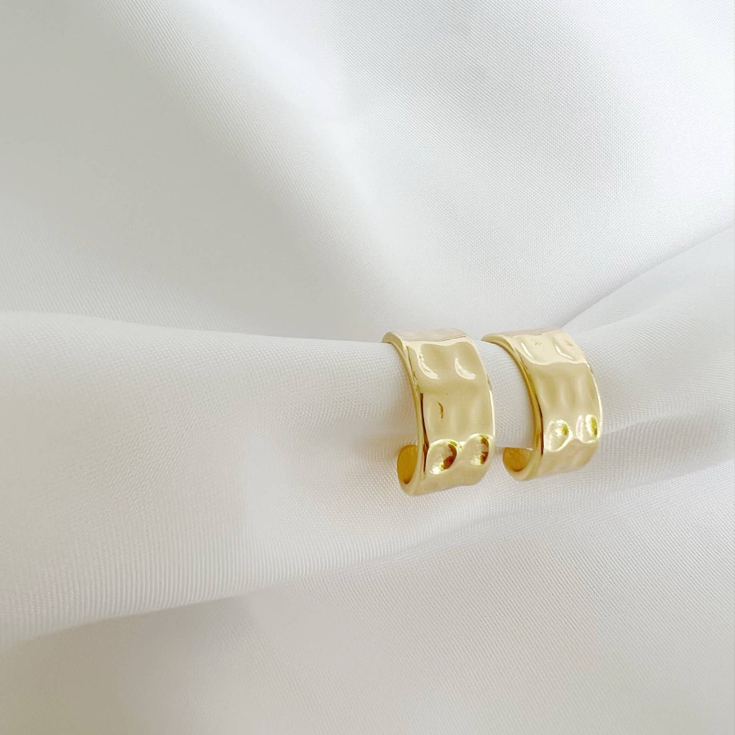 London Hammered Hoop Earrings • Gold Filled