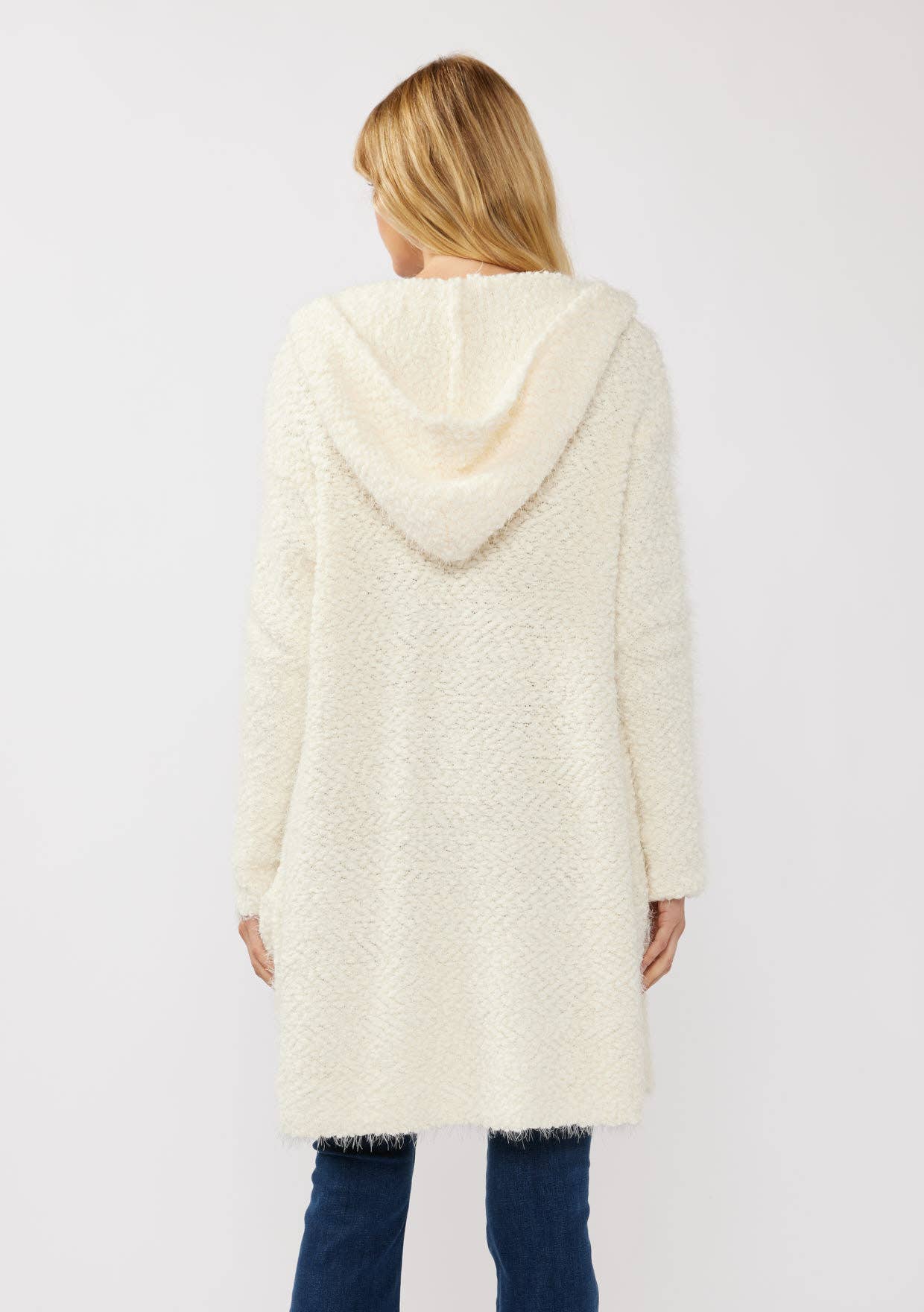 Fuzzy Hooded Cardigan • Ivory
