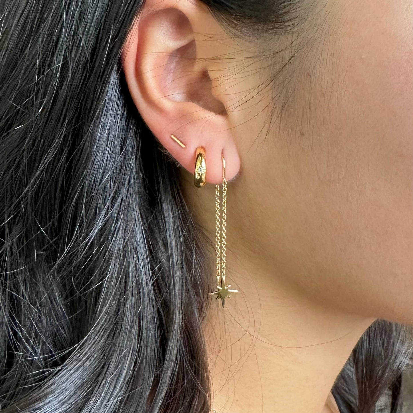 Tiny Bar Stud Earrings • Gold-filled