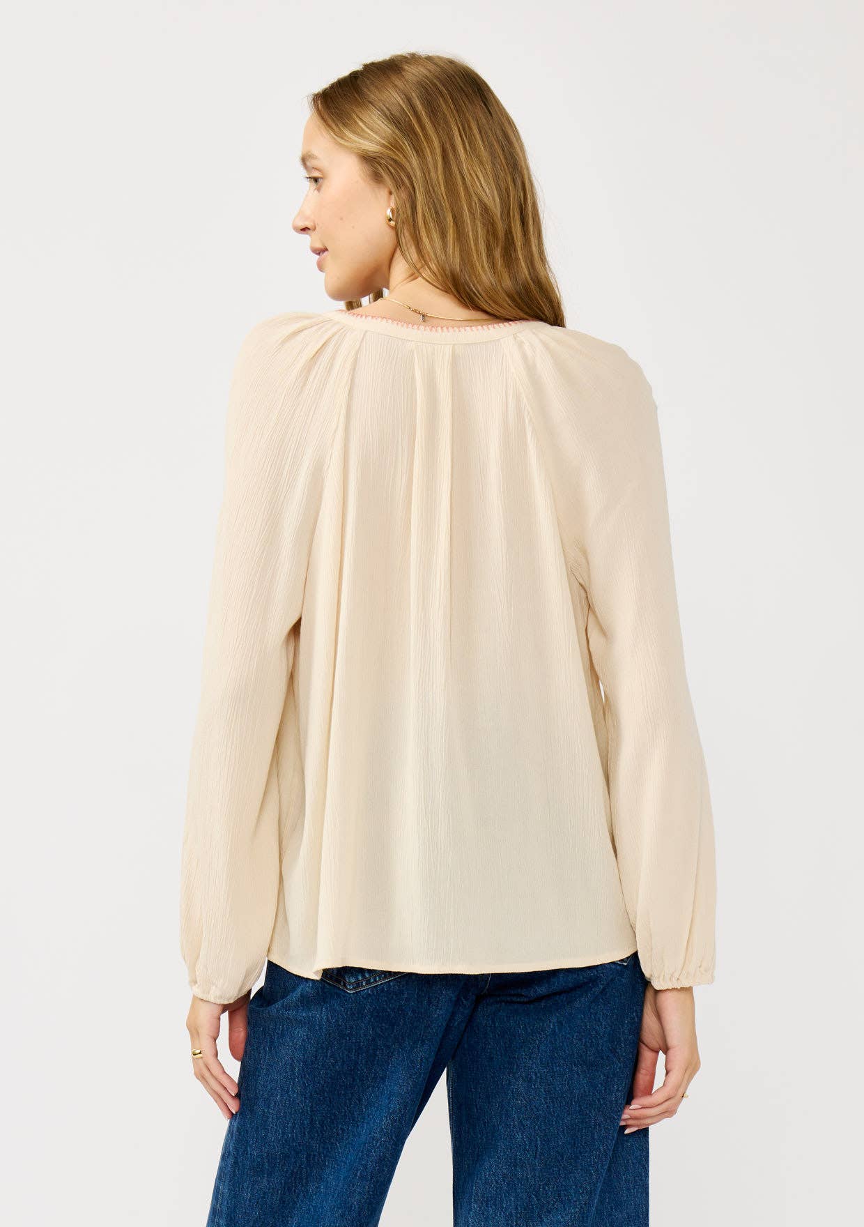 Floral Embroidered Gauze Blouse • Tea Dye