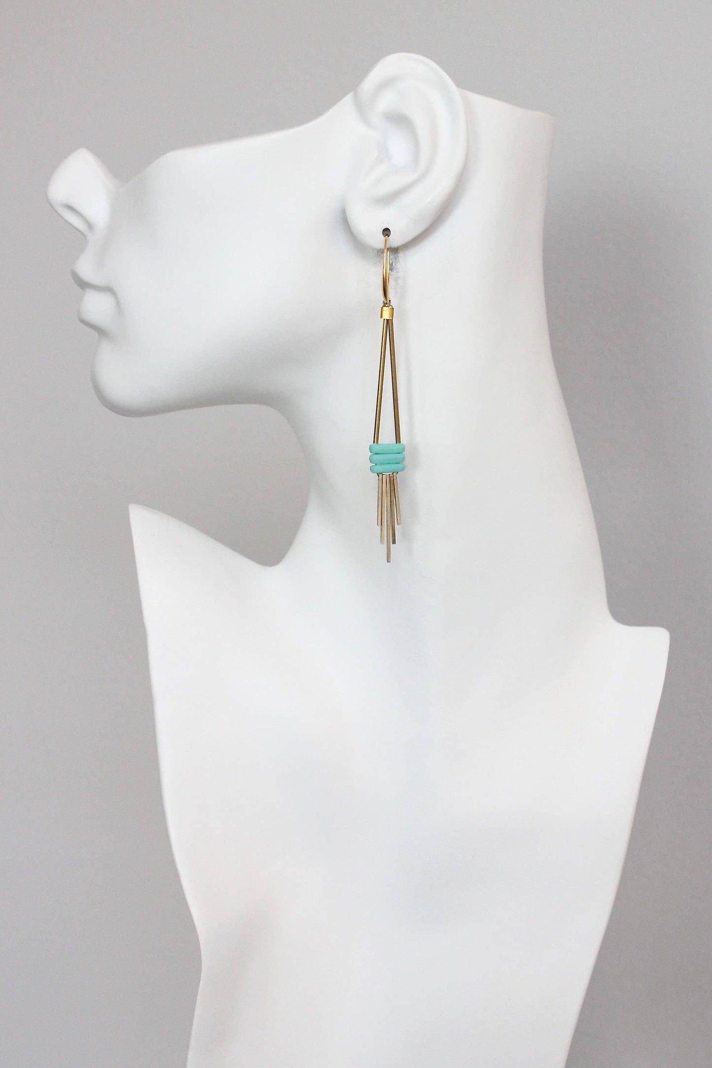 KYLE70 matte turquoise fringe earrings